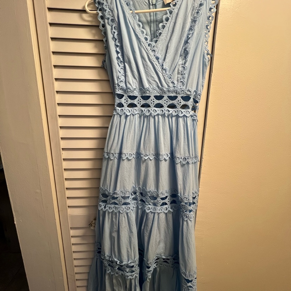Choklate Eyelet Blue Lace Trim Dress Chokolat